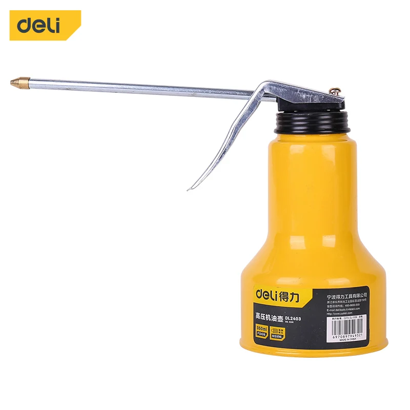 Deli Oil Can Oiler Plastic Metal High Pressure Pump Transparent Car Oil Pot Bottle Hardware Car Repair Tool 250ml 350ml