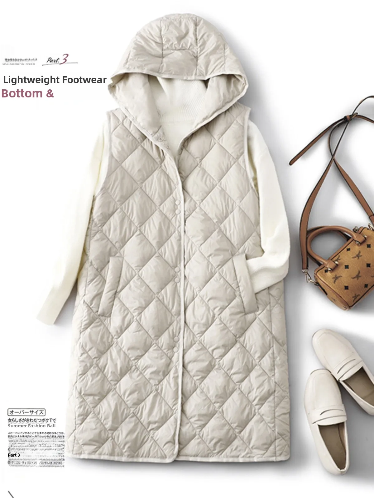 

Lightweight Padded Vest Women's Faionable Mid-Length Quilted Svel Jaet Thin Durable Commute Sle Pure Color