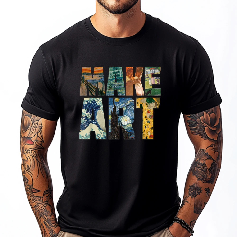 

MAKE ART Funny Artist Artistic Humor Painting Cool Tshirt Camisas Basicas Hombre Casual Everyday T Shirts For Men Normal