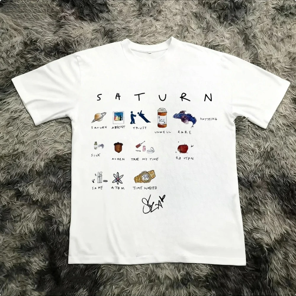 SZA Saturn R&B Artist Graphic T Shirt Cotton Print Streetwear Cotton Tee Retro Graphic Print Harajuku Streetwear Men Women Tops