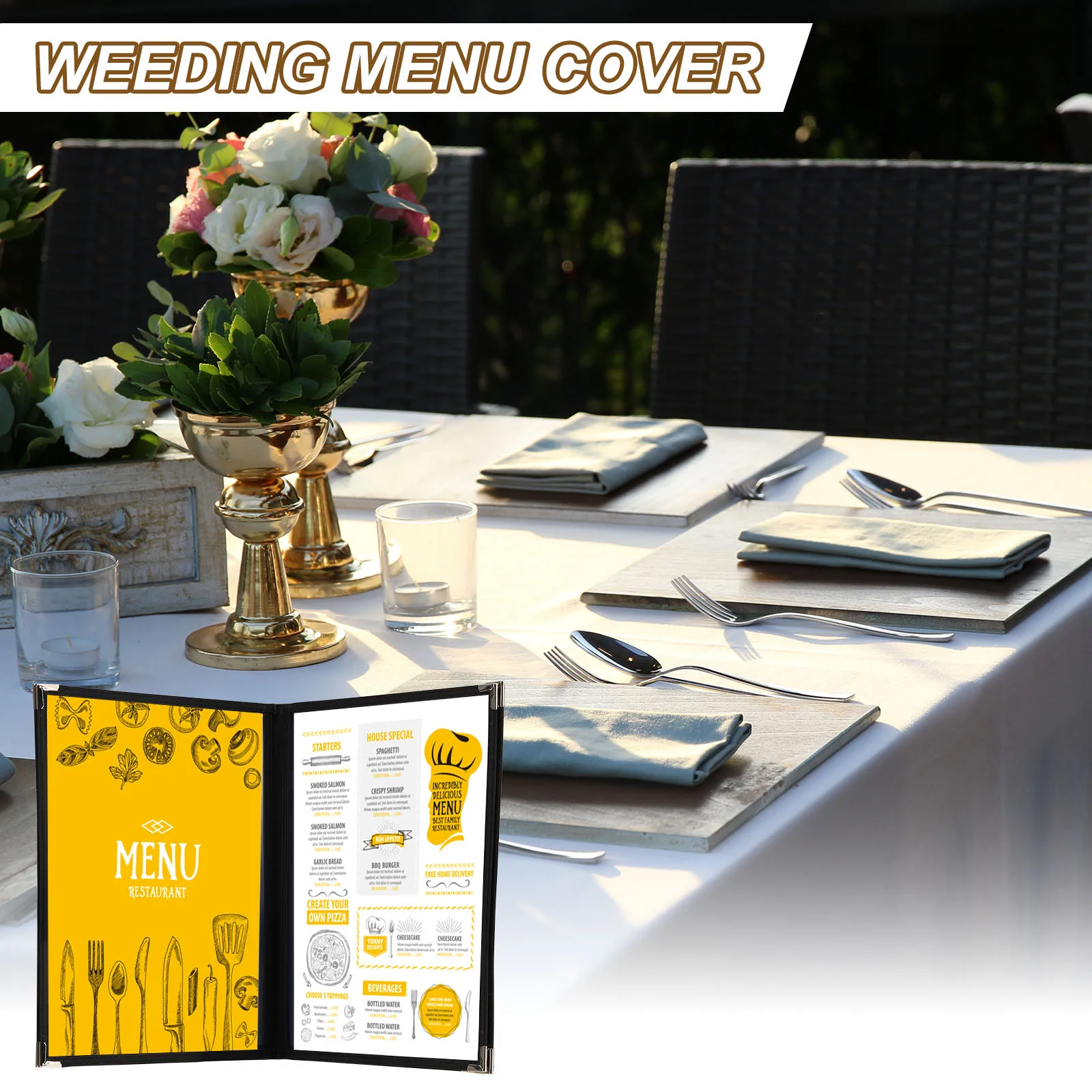 Capas de Menu de Plástico Transparente para Restaurante, Cover Holder, Clear Sleeves, Menu Folder, Livro para Snack Bar, Hotéis, 4 Page, 8 View, 2Pcs