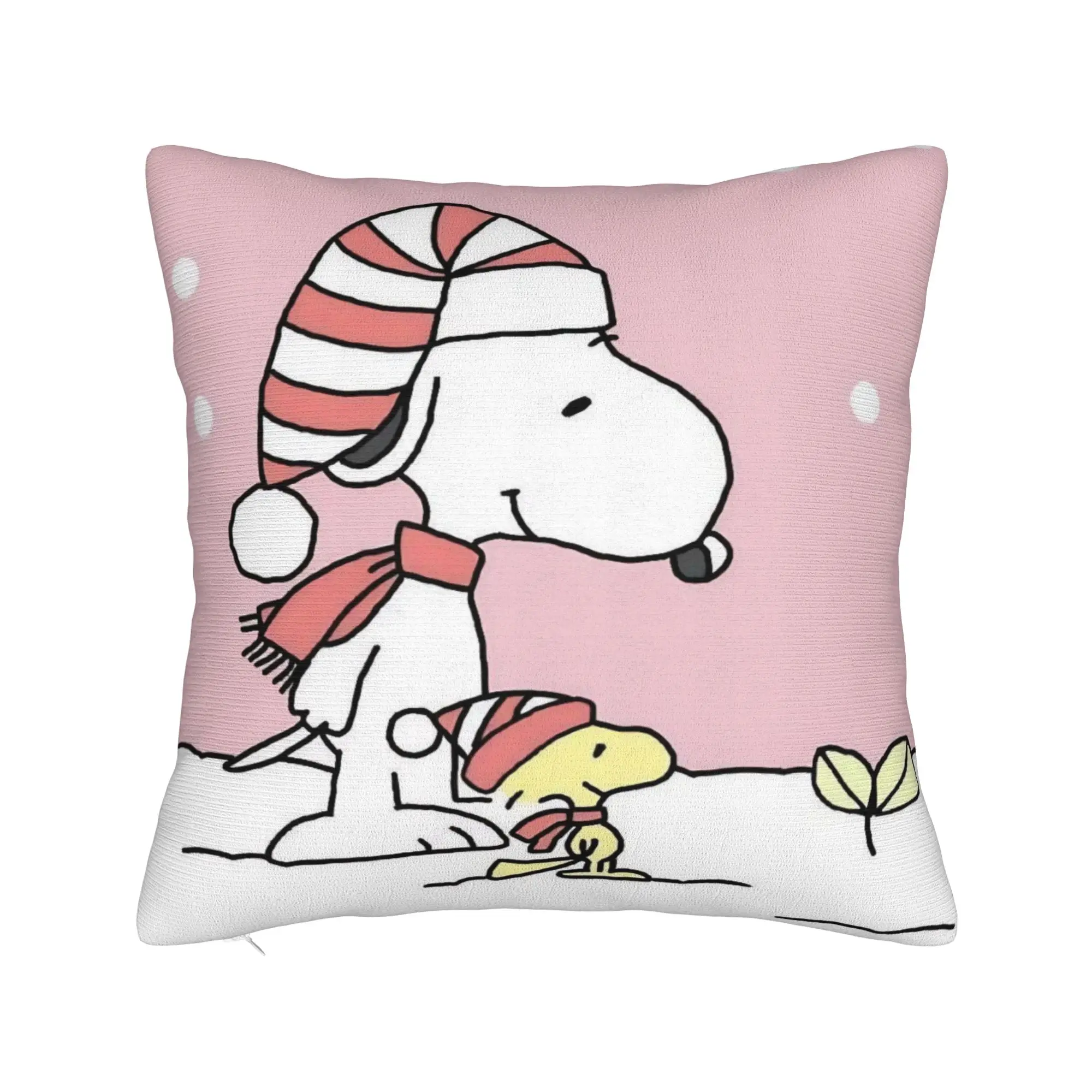 Snow S-Snoopys Xmas Christmas Cartoon Square Pillow Case  Cushion Cover Customized Zipper Decorative Pillowcover for Bed 40*40cm