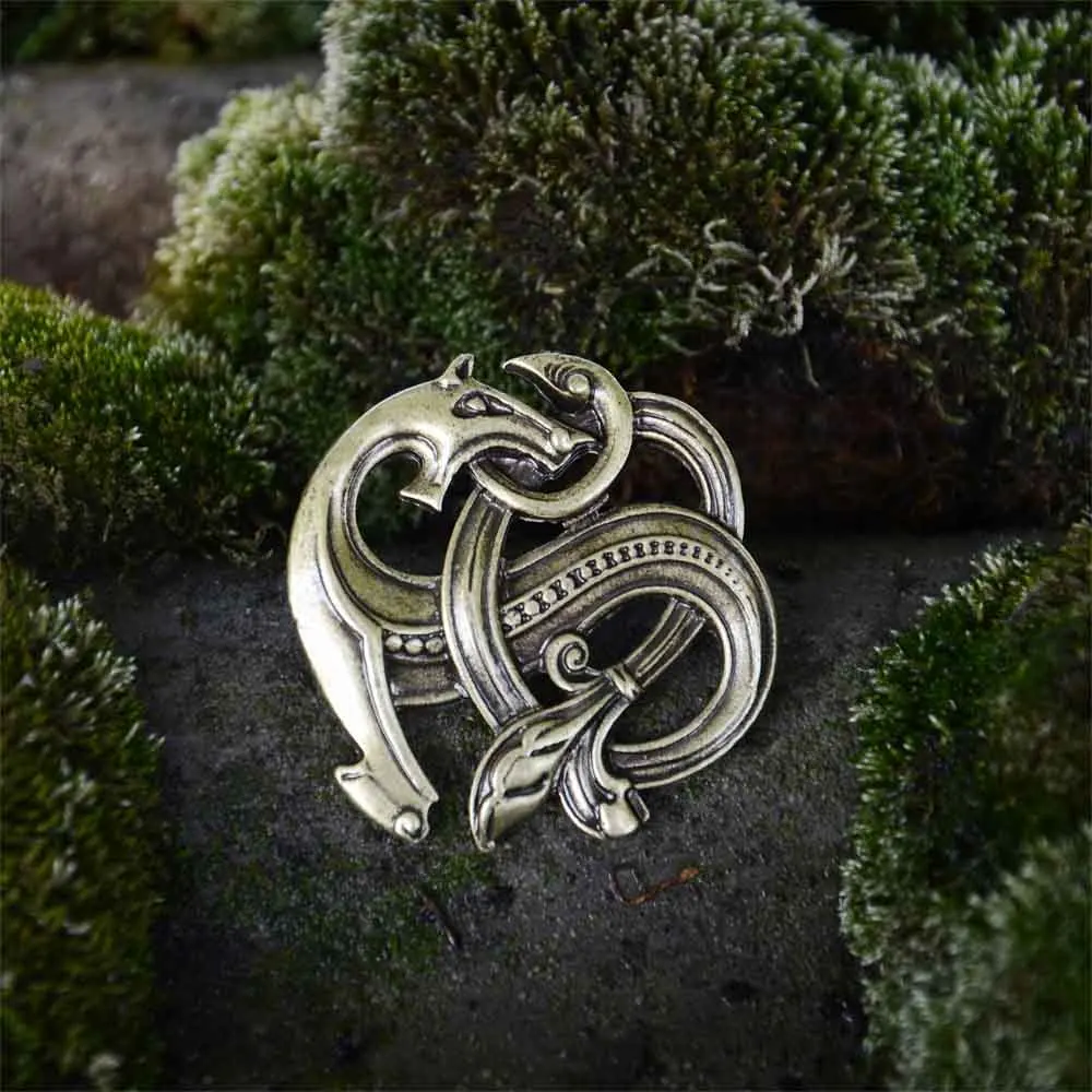 Nostalgia Vintage Dragon Brooch Norse Viking Animal Suit Collar Pin For Women Men Broche Accessories