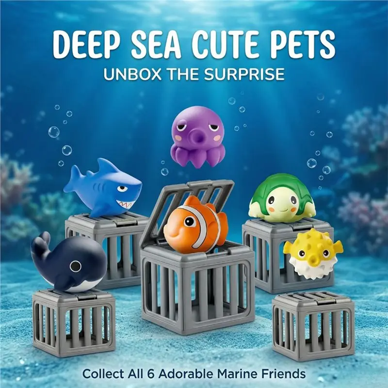 NEW HOT In Stock-Floating Animals Fish Box 6Pcs Pool Diving Toddler Bath Play Set Swimming Training Water Pools