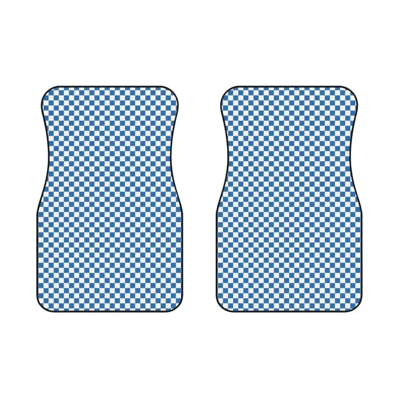 Blue Simple Checkers - Car Floor Mats | Danish Pastel, Y2k Trendy & Retro Checkers | 90s, 2000s, blue checks car accessories