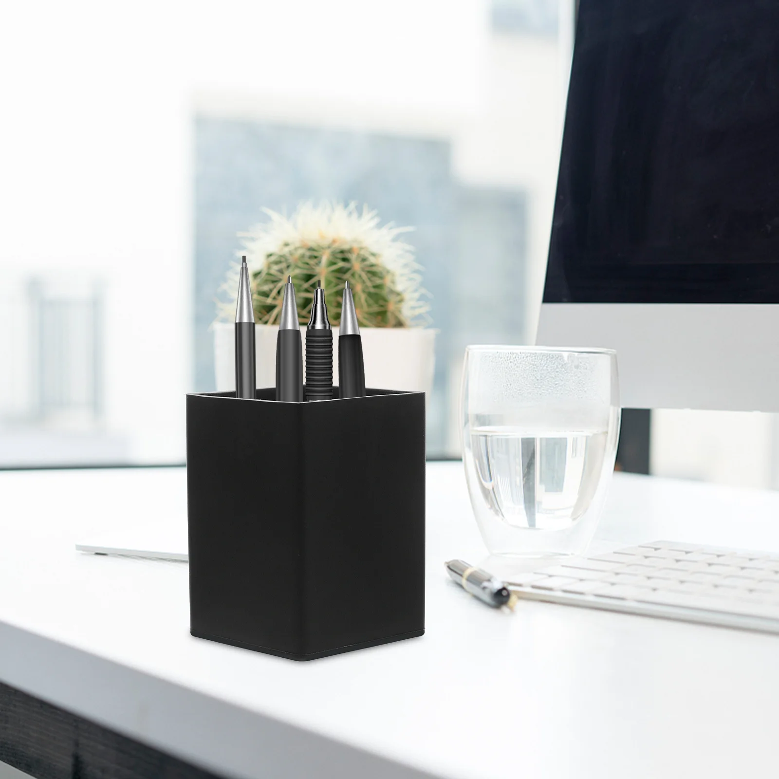 منظم القلم المكتبي، حامل أكواب من السيليكون لمكتب المكتب واللوازم المدرسية، حاوية تخزين مربعة متعددة الوظائف #5