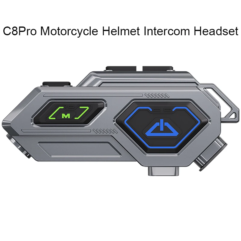 C8Pro Motorcycle Helmet Intercom Headset Bluetooth5.3 Handsfree Call With LED Lighting Noise Reduction IPX5 Waterproof Headphone