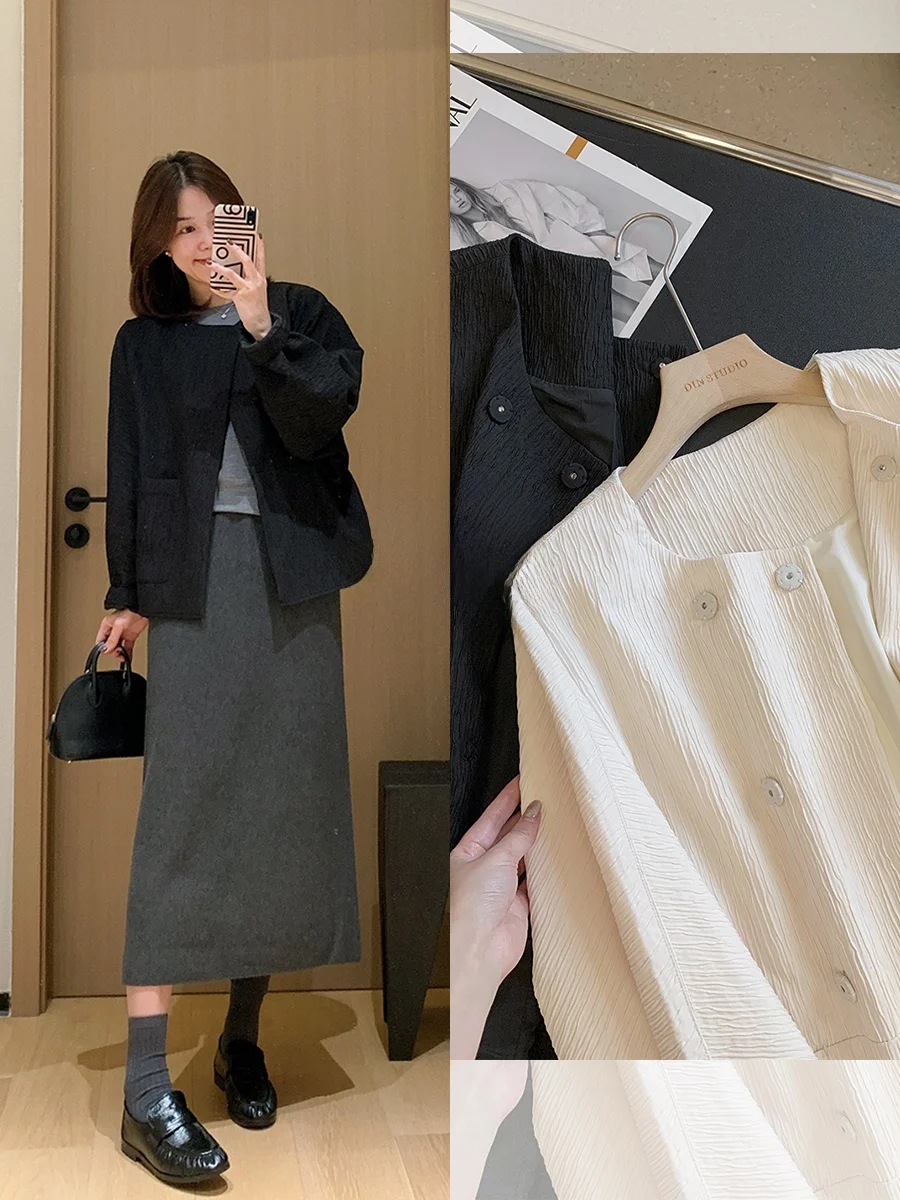 

Женское пальто из специальной ткани с асимметричным дизайном, свободного кроя, с круглым вырезом, коллекция Limited Edition