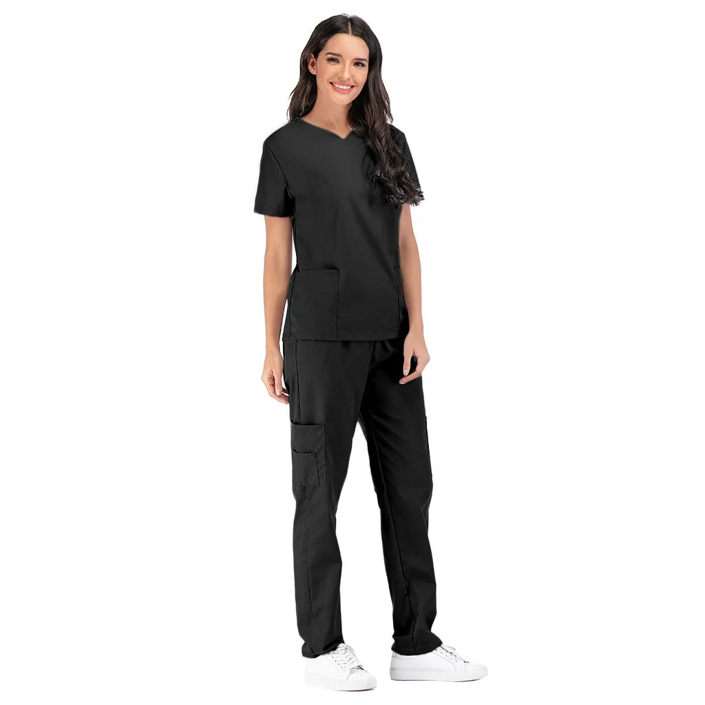 Medical Scrub Tops And Bottoms Hospital Set Doctors Nurses Clothes Dental Clinic Pet Workwear Suits Scrubs Sets