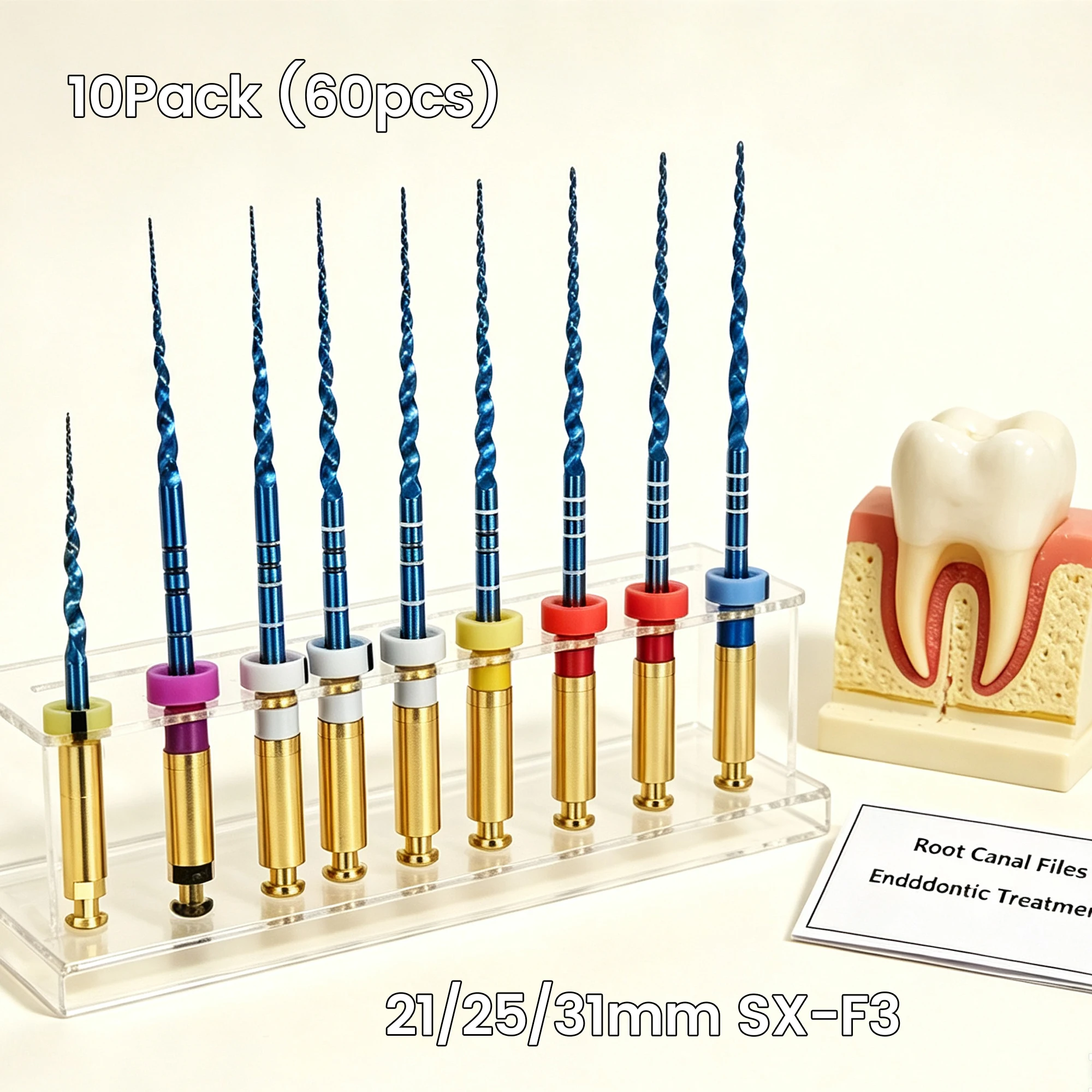10Pack (60pcs）Dental Rotary Super Files Blue SX-F3 SC Niti Heat Activation E-FLEX Files soco coxo file Root Canal Rotary File