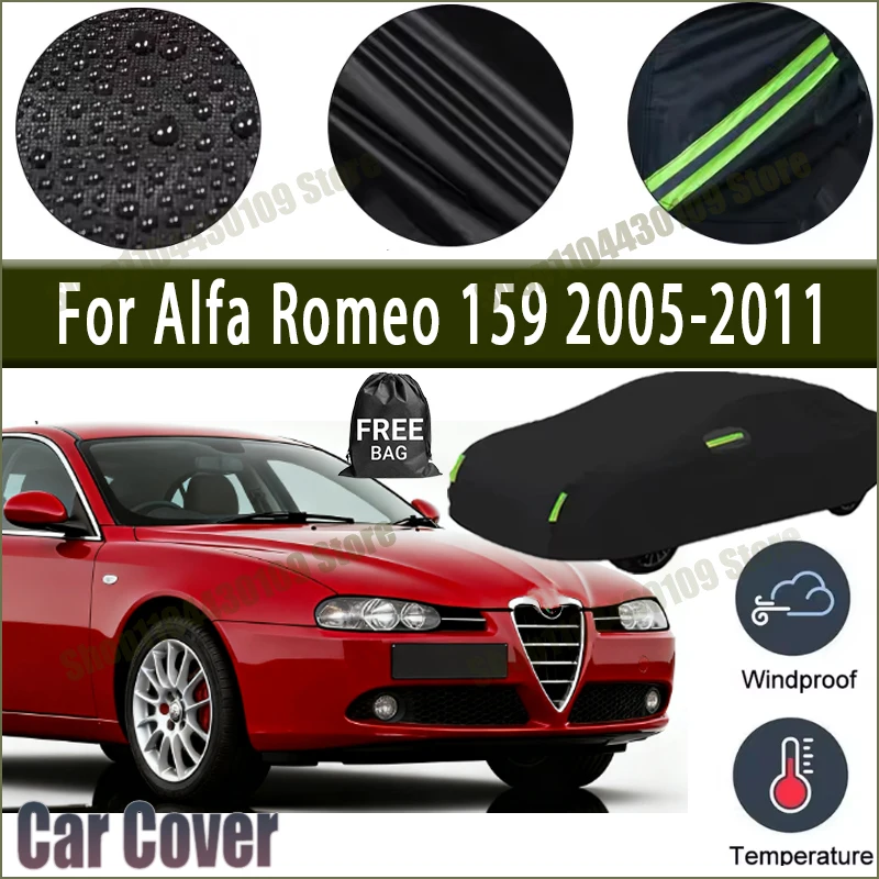 

For Alfa Romeo 159 2005-2011 Car Cover Waterproof UV Protection All Weather Dustproof Snow Rain Cover 190T Polyester