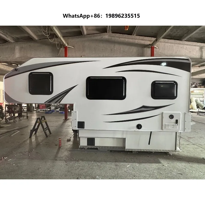 4X4 Slide-In Pick-Up Truck Camper with Foldable Roof Lightweight Overland Trailer Rooftop Awning Tent for Outdoor Camping Travel