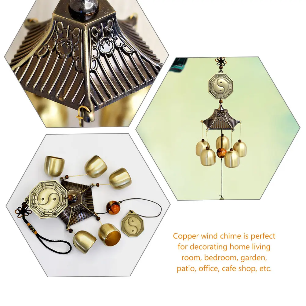 Copper Wind Chime Unique Exquisite Blessing Bell for Outside Garden Backyard Living Room Bedroom Study Office Wind Bell Chime