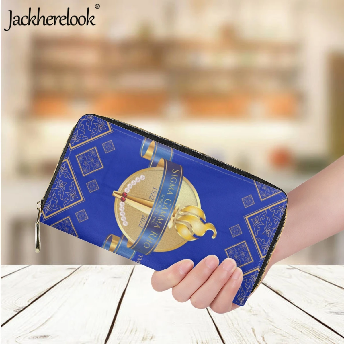 Jackherelook Sigma Gamma Rho Sorority Women's Long Leather Wallet Fashion Money Bag Hot Women's Bussiness Bank Card Holder Purse