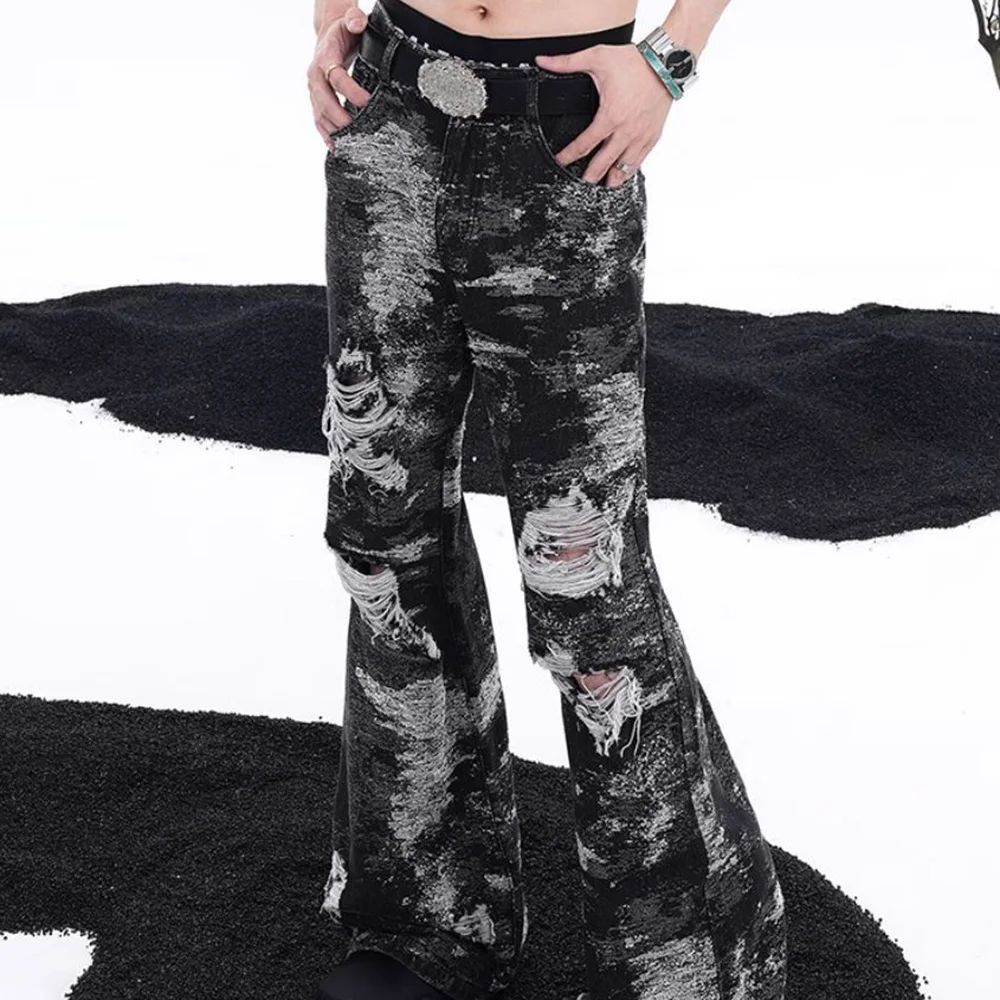 

Men's Y2k Ripped Washed Baggy Jeans American Retro Fashion Trend High Street Hip-Hop Niche Casual 2025 Summer New Men's Bottoms