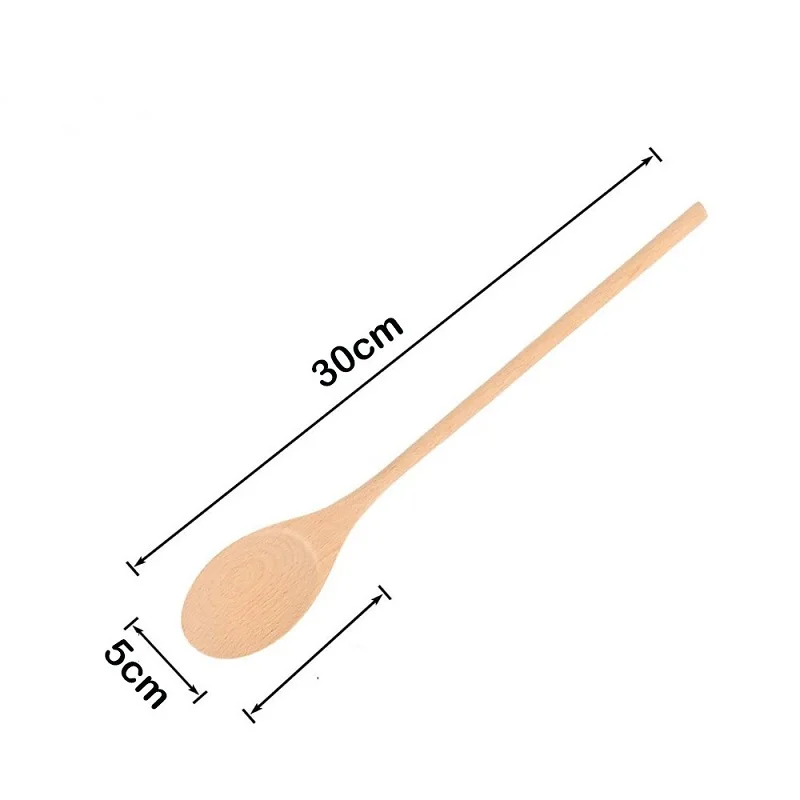 2pcs Wooden Spoon Long Handle Soup Spoon Tea Scoop Tableware Honey Coffee Spoon Kitchen Cooking Utensil Tool Mixing Spoon