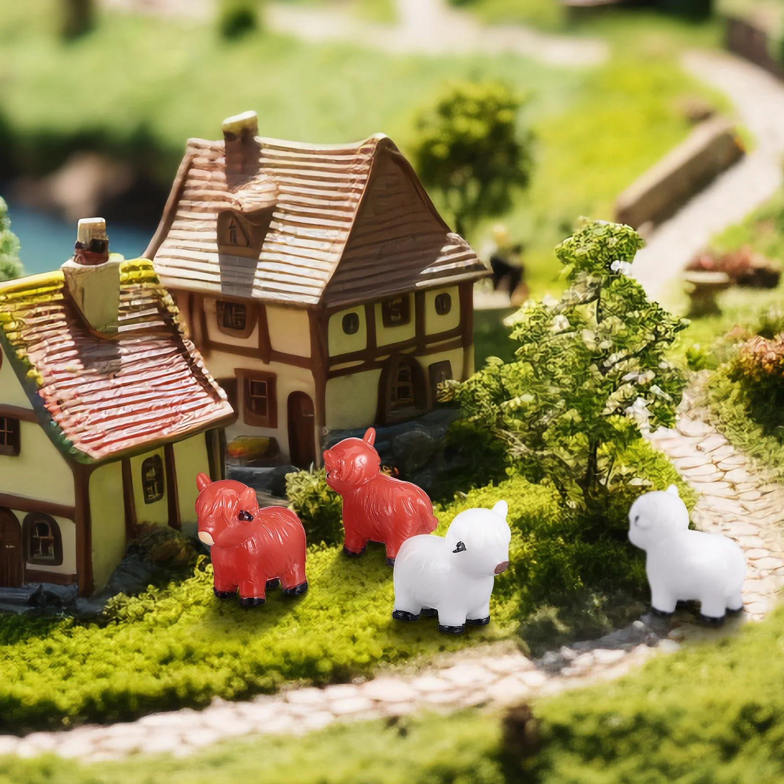 

10Pcs Mini Cows Highland Cow Resin Adornment Exquisite Cute Tiny Animals Desktop Mini Garden Accessories Highland Cow Figurine