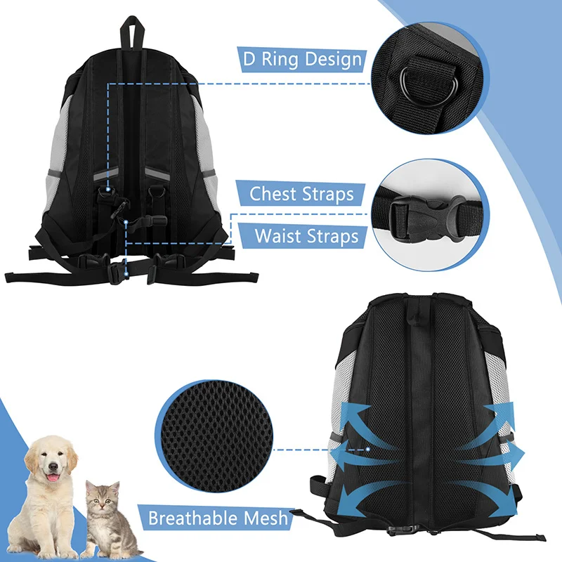 Pet Dog Carrier Bag Black Portable Travel Carriers Backpack Perros Breathable Mesh Carrying for Dogs Small Cats Puppy Outdoor