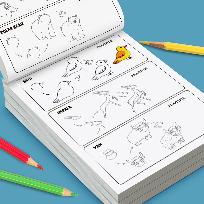 How to Draw Children's Step by Step Zeichenbuch Zero Basic Sketching Tutorial Multi Theme Einfach zu bedienendes lustiges Zeichenarbeitsbuch
