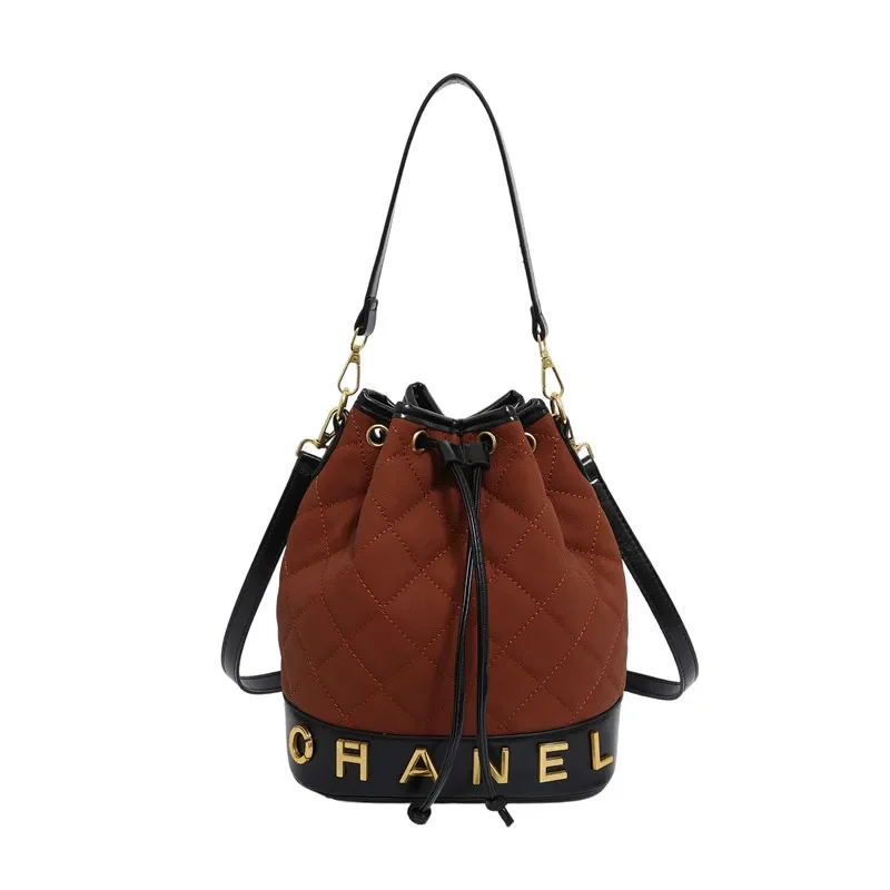 

Women's 2025 A/W Quilted Stitched Bucket Bag - High-End Color Block Shoulder Crossbody Handbag