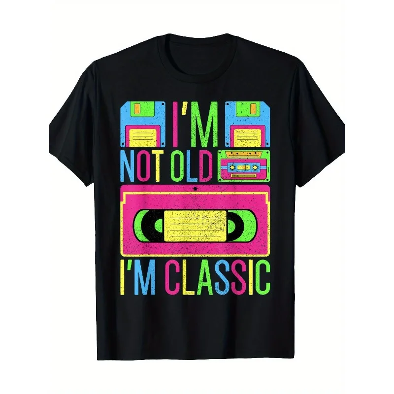 

Retro Funny I'm Not Old I'm Classic T Shirt Vintage Cassette Tape Floppy Disk 80s 90s Style Tee for Men Birthday Gift