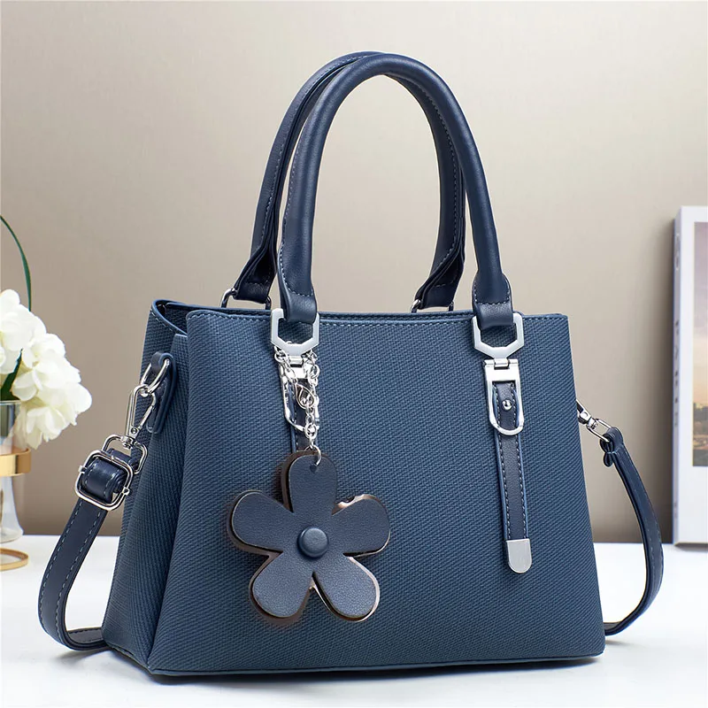 

Women PU Leather Handbags With Flower Pendant Ladies Shoulder Crossbody Bag Designer Flaps Vintage Casual Purse Satchel Tote