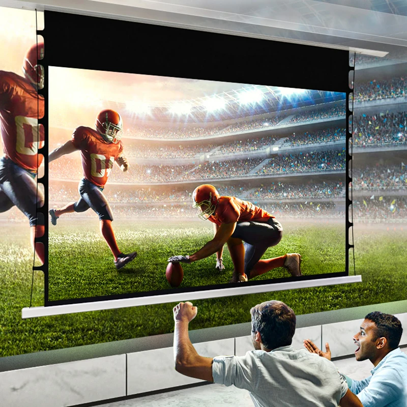 New AI Smart In-Ceiling Electric ALR Recessed Projector Screen Tab-Tensioned Motorized Upgraded Ceiling Deluxe Pro Projection 4K