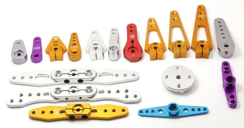 แขนเซอร์โวโลหะแบบกำหนดเองจาก Feetech ผลิตด้วยเครื่อง CNC จำนวน 2 ชิ้น สำหรับ Hite C Fut Aba-สำหรับเครื่องบินบังคับวิทยุที่ใช้พลังงานจากแบตเตอรี่