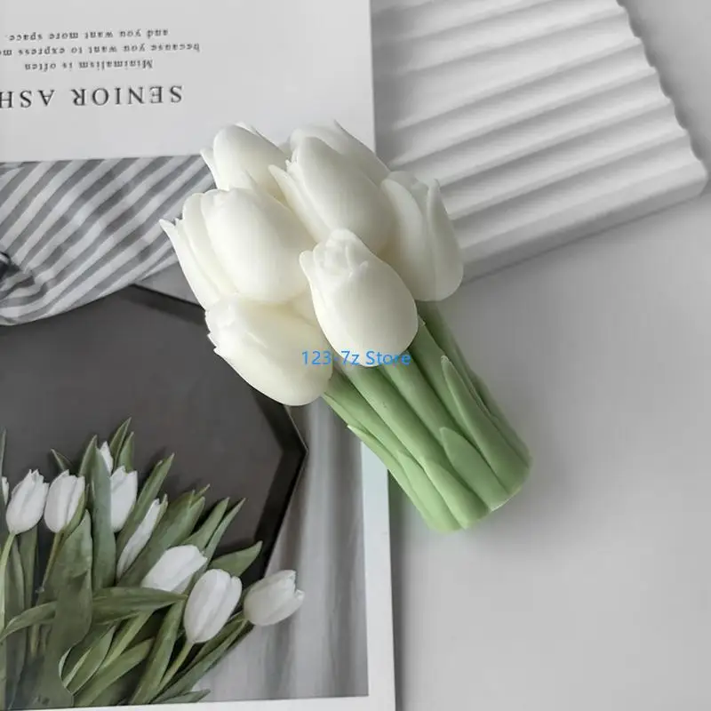 A9BF Ornaments Molds Tulips Bouquets Shaped Statue Molds Silicone Moulds