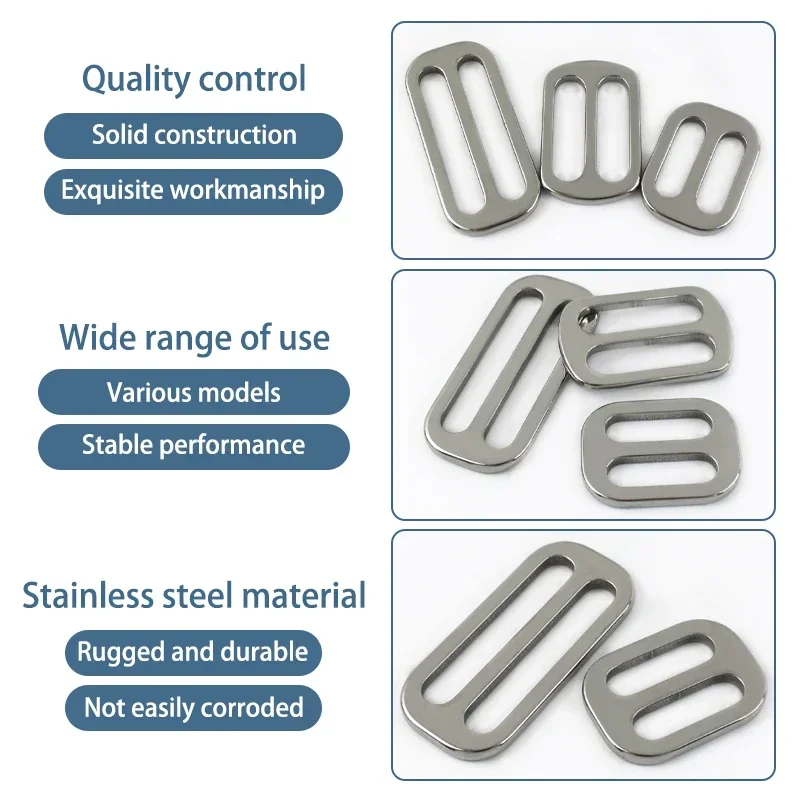 5/10/20Pcs 20/25/38mm Stainless Steel Buckle Bag Strap Tri-Glide Slider Pet Collar Webbing Adjust Clasp DIY Hardware Accessories