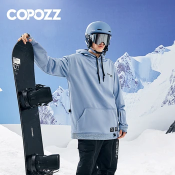 COPOZZ kış kayak kapşonlu kayak kazak açık kayak ceketi erkekler kadınlar için sıcak rüzgar geçirmez Snowboard kazak kar kapşonlu