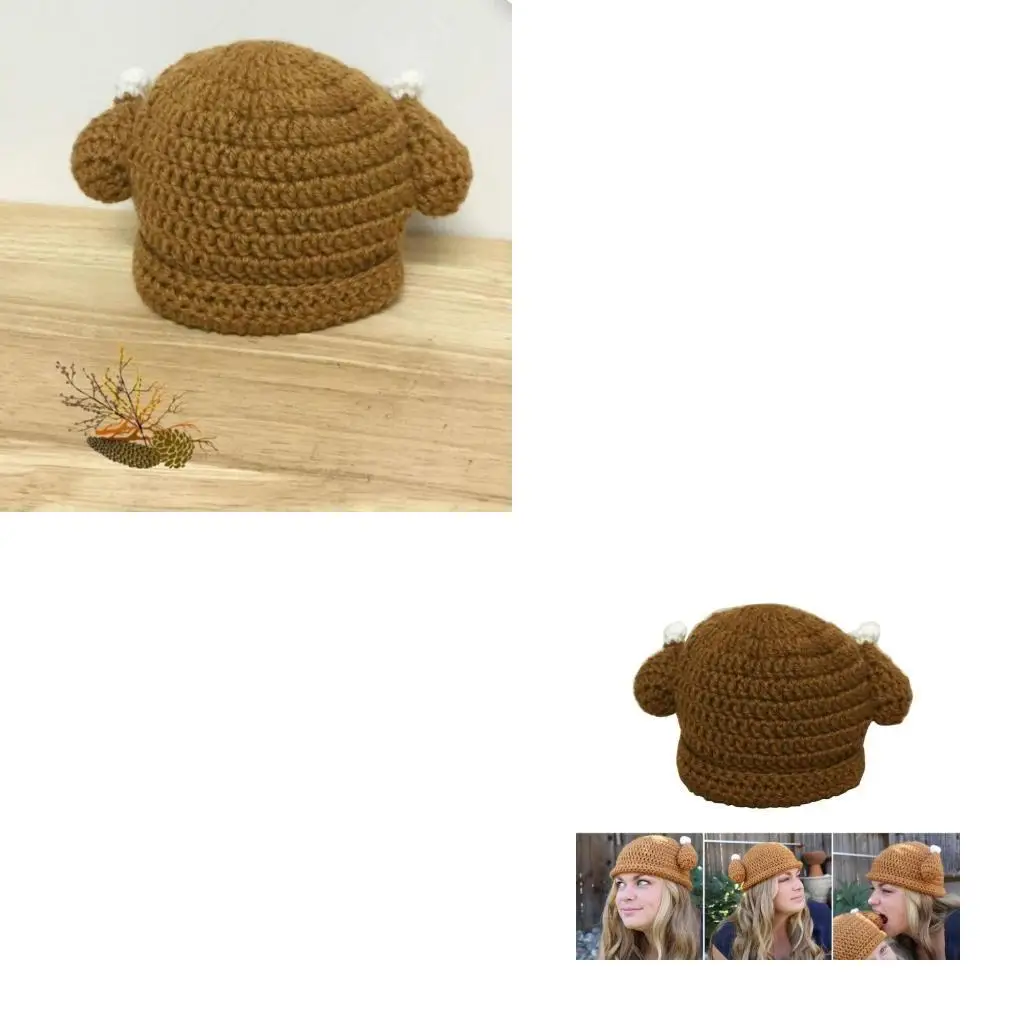 39BD Handmade Chicken Leg Ear Hat Girls Boys Beanie Hat PillResistant InsStyle Photo Hat Female Male Party Beanie Knit Hat