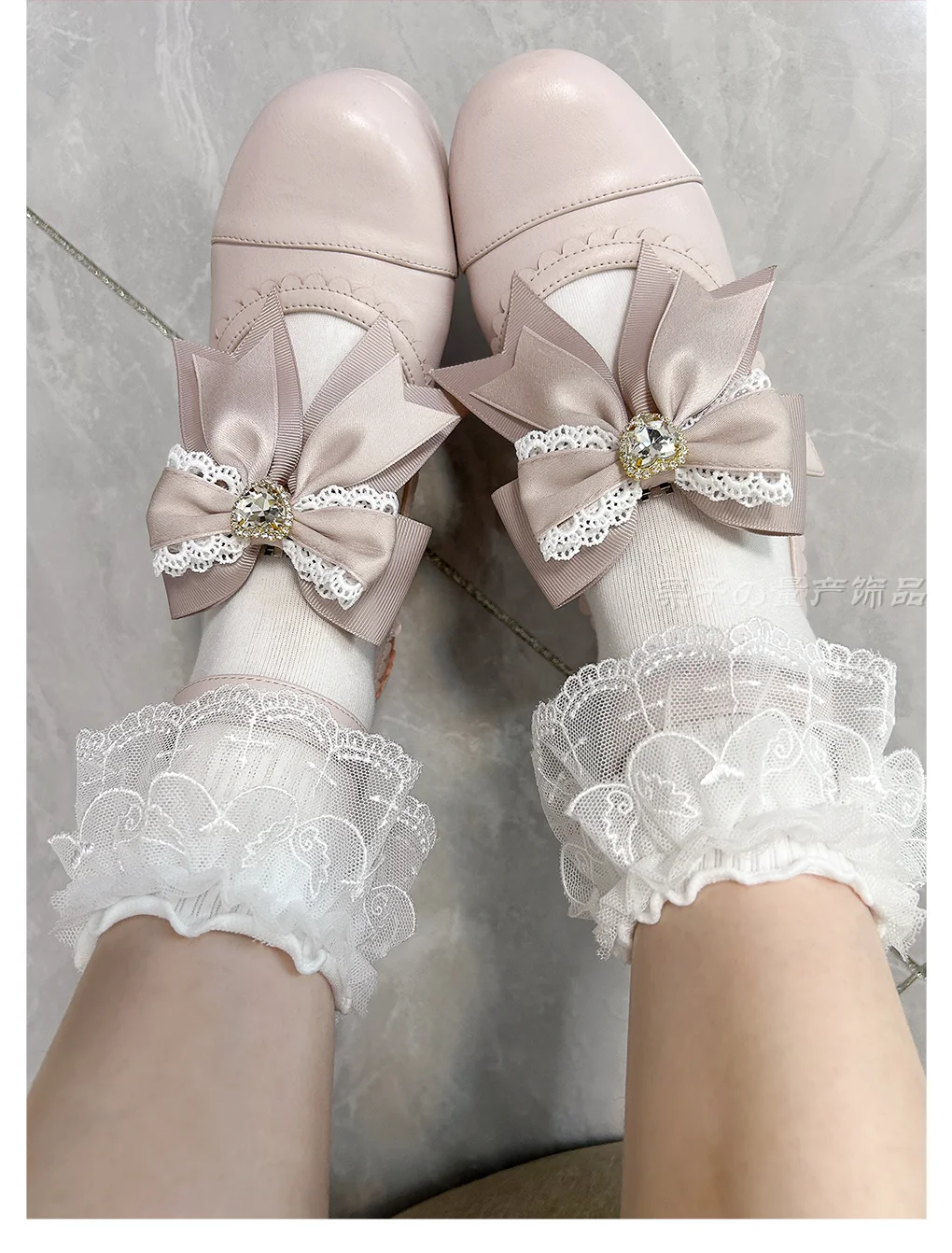 Sweet Japanese Style Double Lace Kawaii Medium Tube Cotton Socks for Women Summer Autumn Lolita Versatile Cute Girl Socks