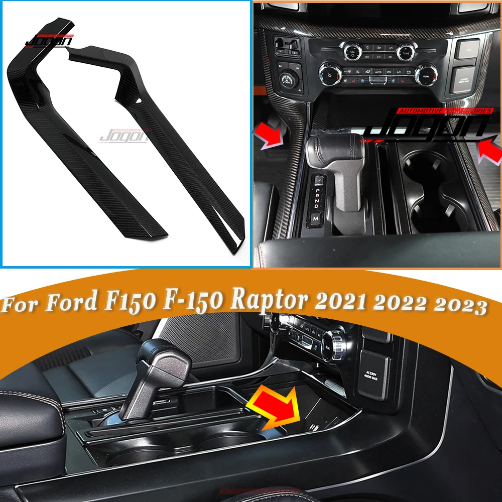 For Ford F150 F-150 Raptor 2021 2022 2023 Car Interior Central Gear Shift Side Panel Cover Trim Dry Carbon Fiber Car Accessories