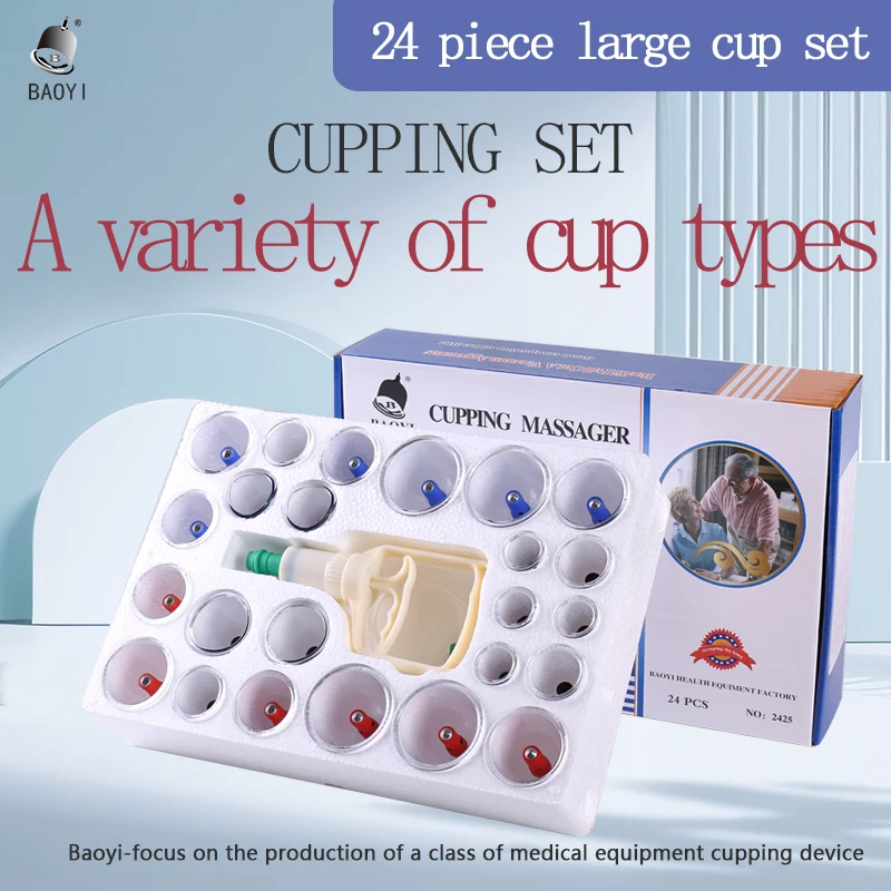 

BY 24PCS Household Cupping Therapy Set Vacuum SuctionnCups PC Thick 6 Cans Cupping Massage Cups Acupuncture Massager Health Care