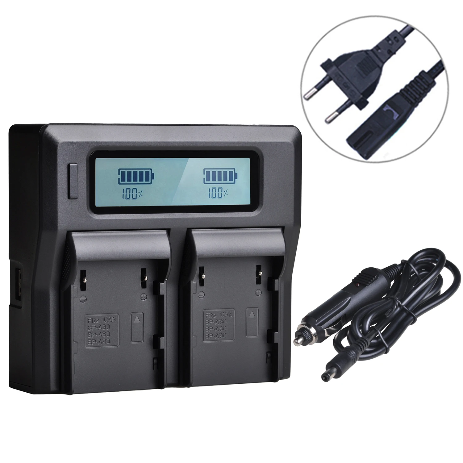 LCD Dual Fast Charger for Canon BP-A30 BP-A60 A90 Battery, CG-A10 CG-A20 Charger,Canon EOS C200 C220B,XF705 4K UHD,C300 Mark II