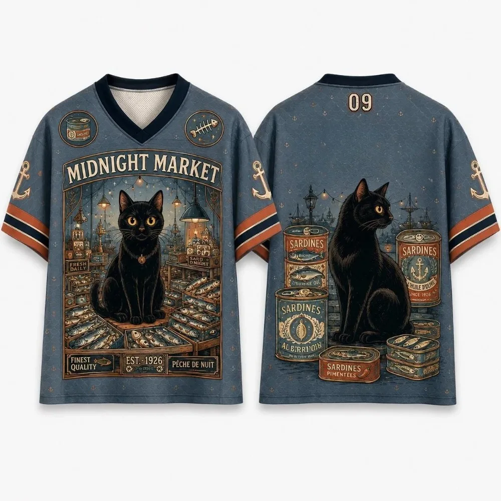Sommer-Modetrend Japanisches Retro-Wander-Samurai-Katzen-3D-Druck Schnelltrocknendes Herren-V-Ausschnitt-T-Shirt Outdoor-Freizeit-Familien-T-Shirt – Detail 4