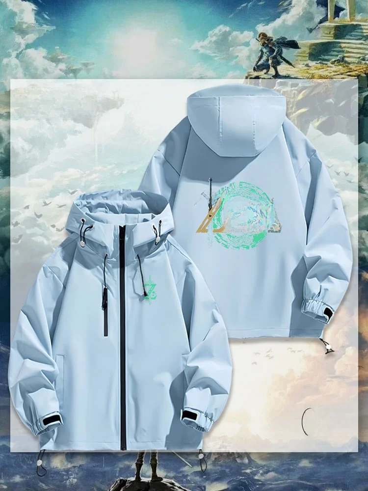 

Breath of the Wild Link Jaet Student Upper Apparel Waterproof Youth Active Sle Long Sve Zipper Closure Hooded Coat