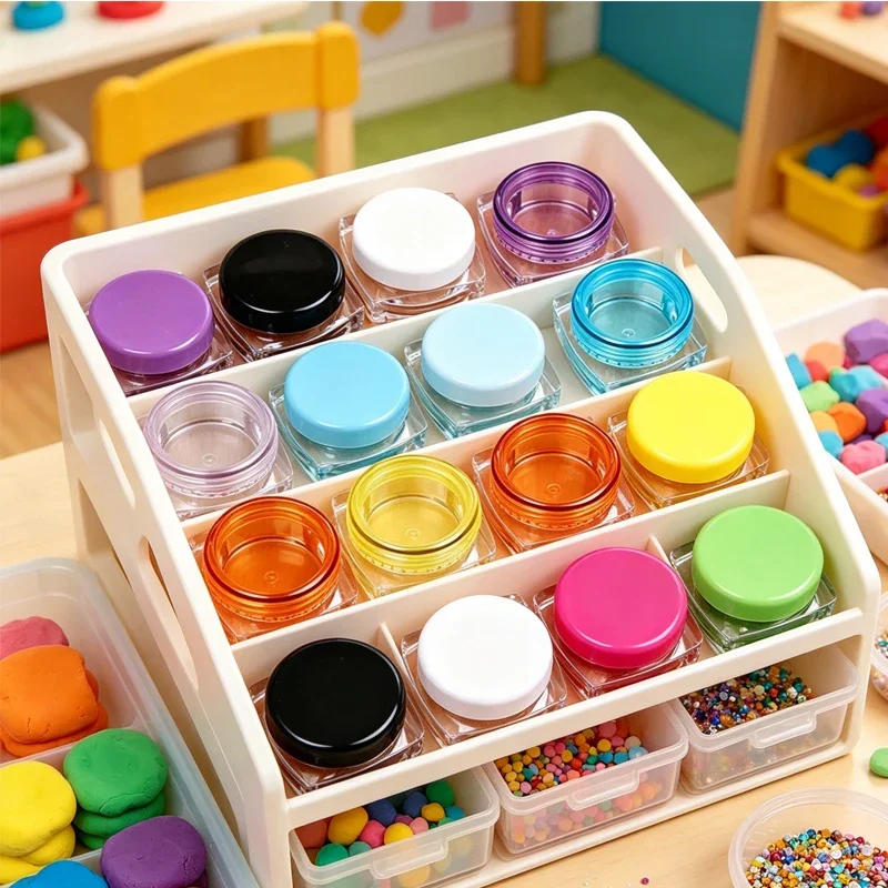 10Pcs 3g/5g Square Shape Plastic Cosmetic Jars Travel Containers For Eye Shadow Lip Balm Nails Powder Jewelry Creams Sample Pots