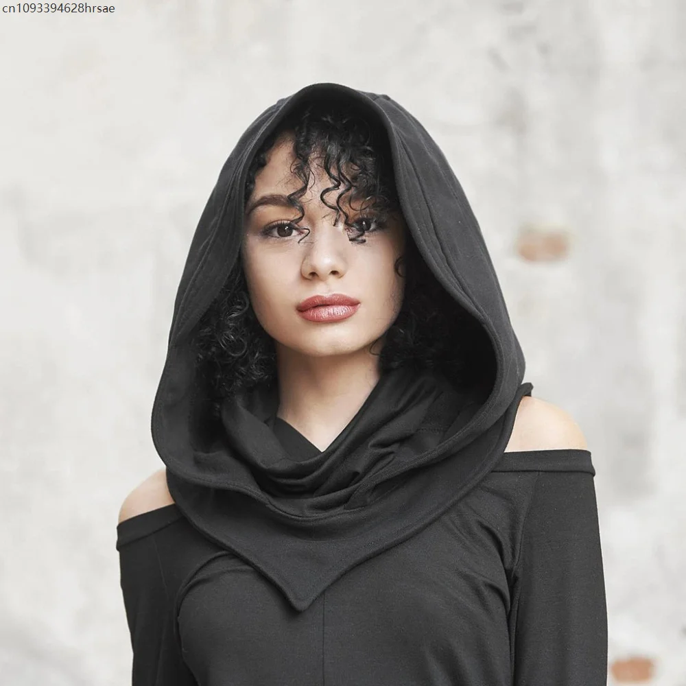 Unisex Medieval Assasian Ninja Rogue Cowl Hood Scarf Winter Neck Warmer Costume Hooded Cape Hat for Halloween Cosplay