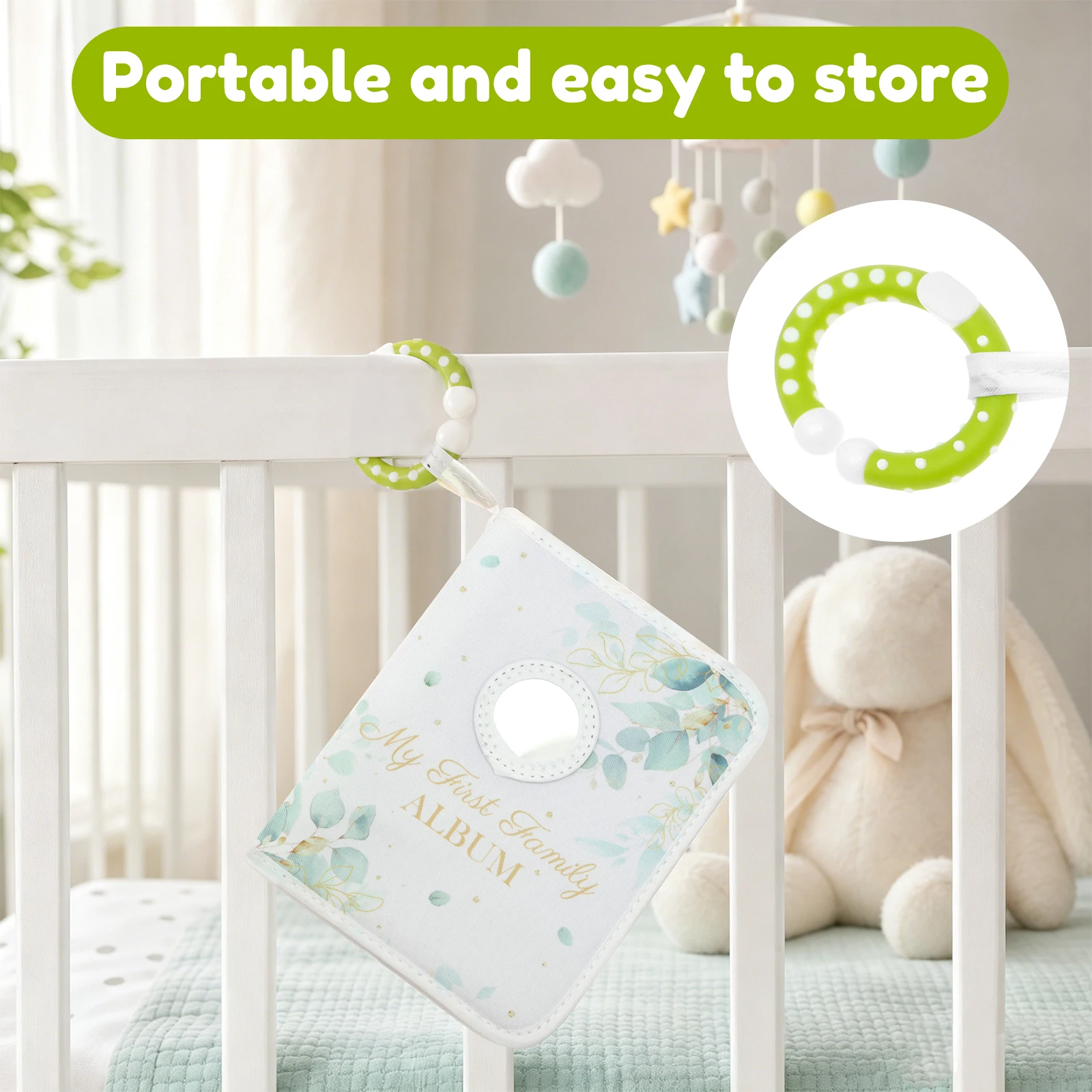 Baby Soft Cloth Book Photo Album My First Family Photo Book Holds 17 Pictures Memory Album Book with Mirror for Newborn Present