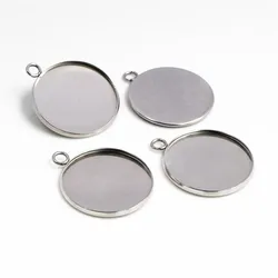 10pcs 25mm Inner Size 304 Stainless Steel Material Simple Style Cabochon Base Cameo Setting Charms Pendant Tray
