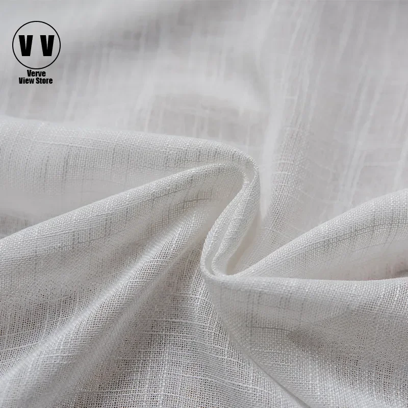 

White Linen Tulle Window Curtains for Living Room and Bedroom, Voile Sheer Curtains for Kitchen, Modern Window Screening, Drapes