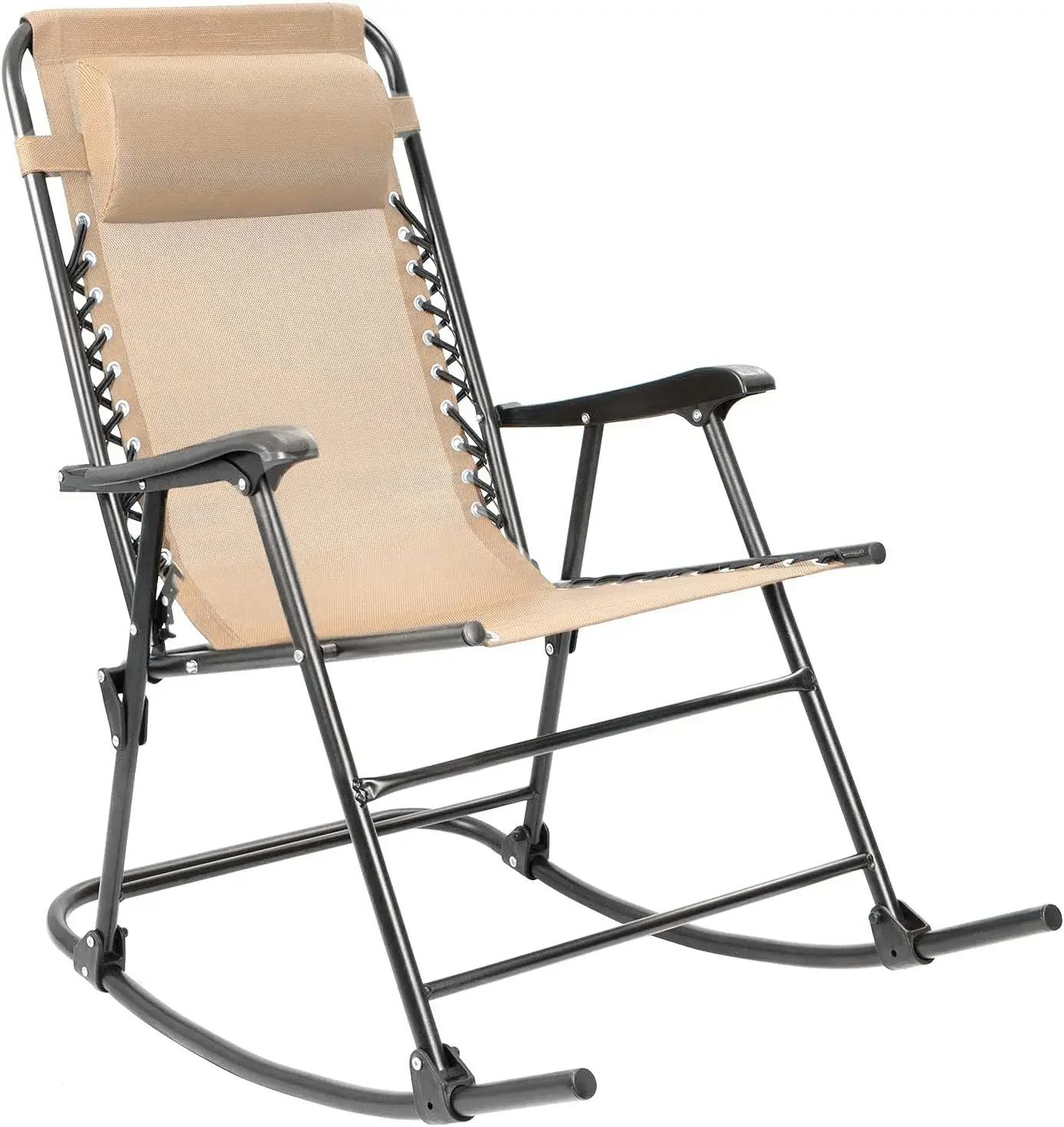 Mecedora de gravedad cero para Patio, silla reclinable ancha para exteriores, para césped, playa, Camping, junto a la piscina con almohada para reposacabezas (Beige)