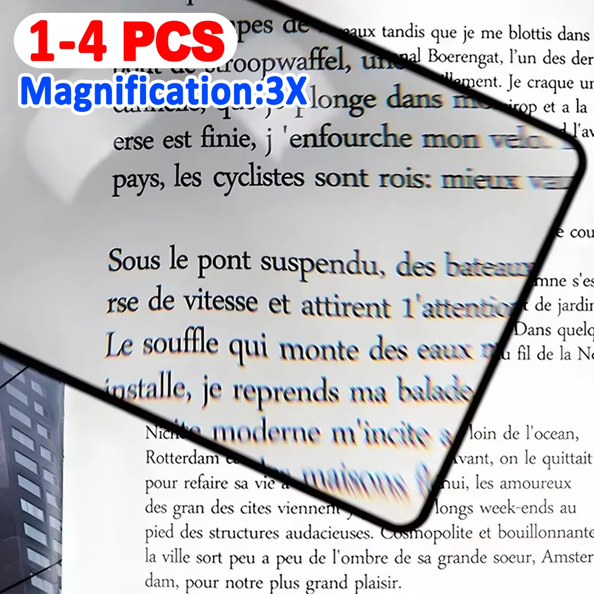 4PCS Full Page Large Sheet 3X Magnifier Magnifying Glass Book Page Magnification Ultra-Thin Loupe for Reading Small Prints Books