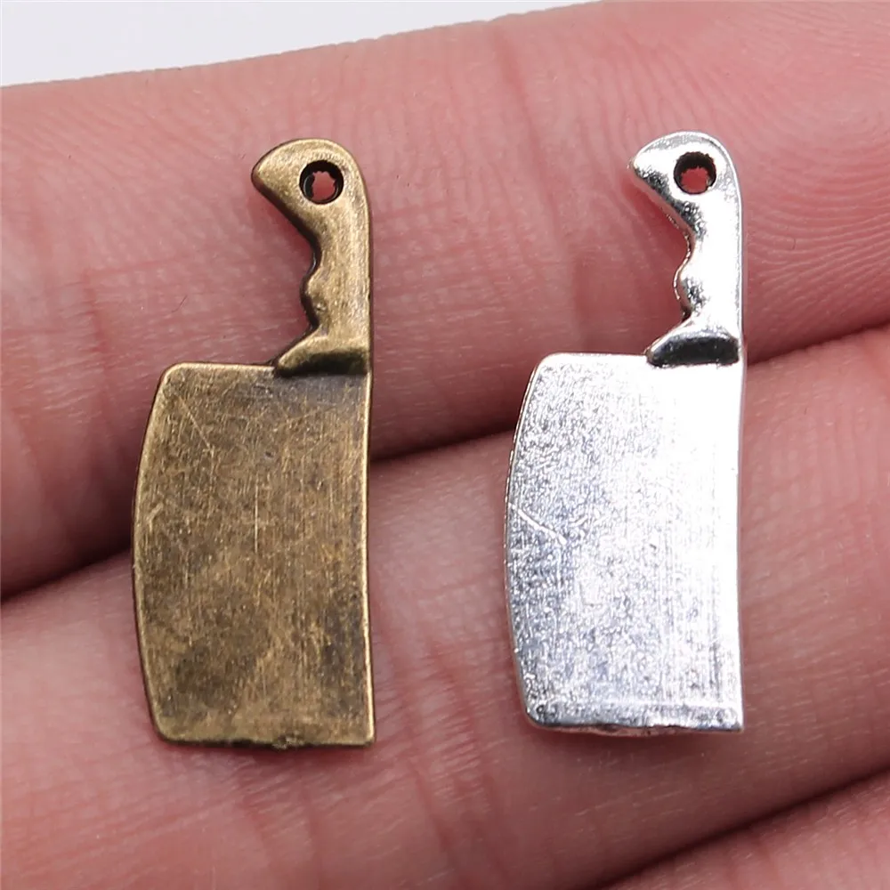 WYSIWYG 20pcs Charms Kitchen Knife Meat Cleaver 23x9mm Antique Making Pendant Fit DIY Handmade Jewelry