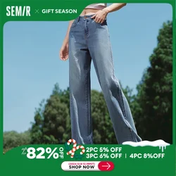 Semir Pants Women High-Rise Cotton Jeans Trousers a Taller Look Autumn 2024 New Wide Leg Pants that Conceal Flesh