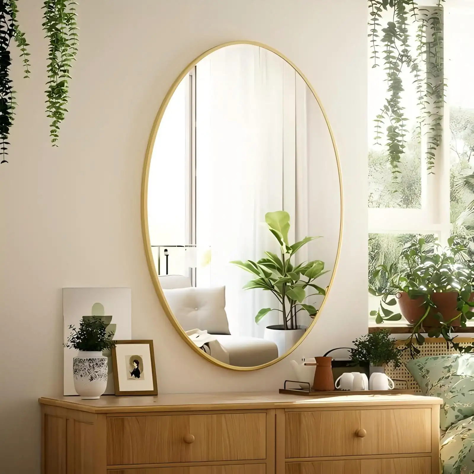 

Oval Bathroom Mirror 26"x38" Bathroom Vanity Mirror, Gold