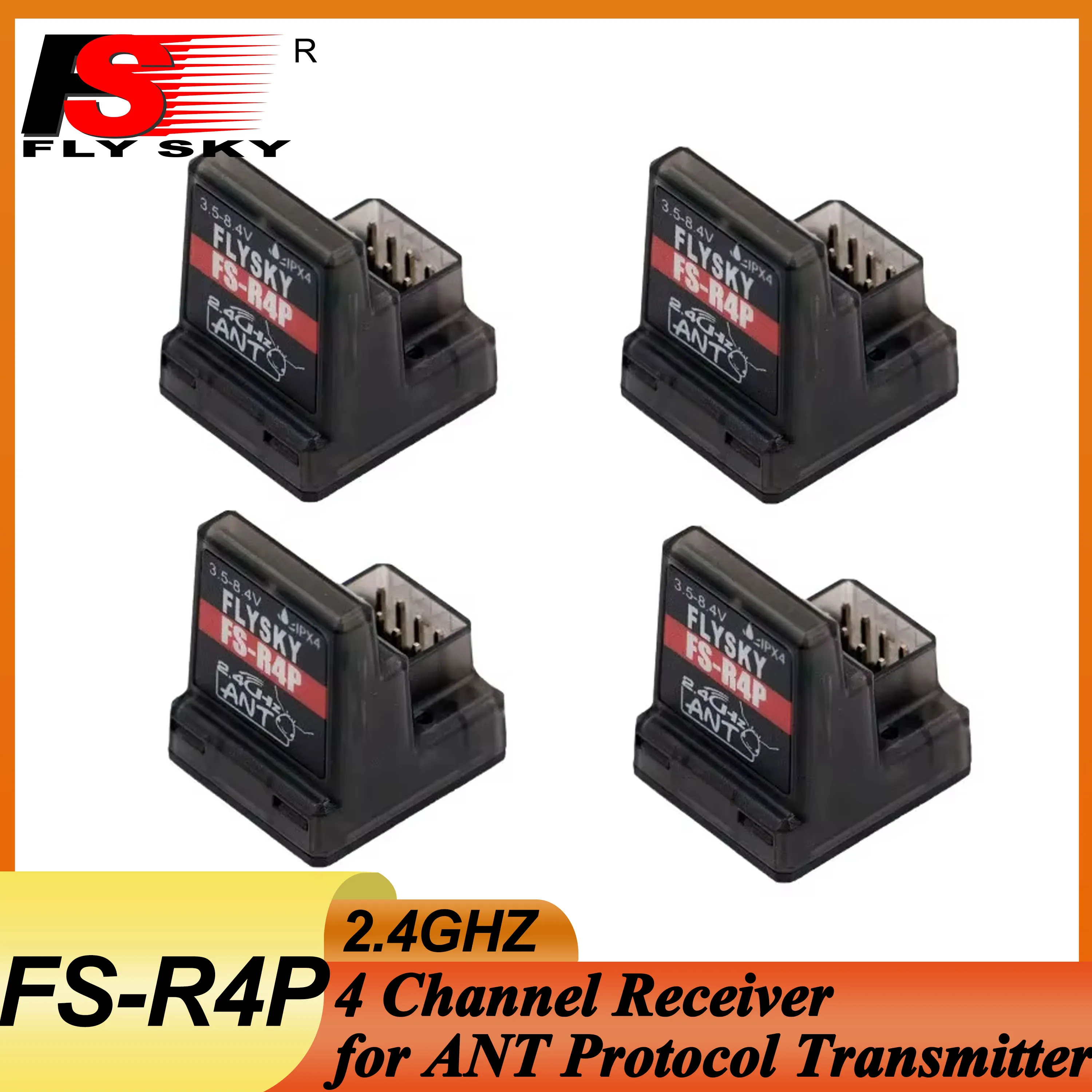 

1/2/4PCS FLYSKY FS-R4P 4CH 4 Channel 2.4G Receiver 3.5-8.4V Built-in Single Antenna for RC Car ANT Protocol Transmitter FS-G7P