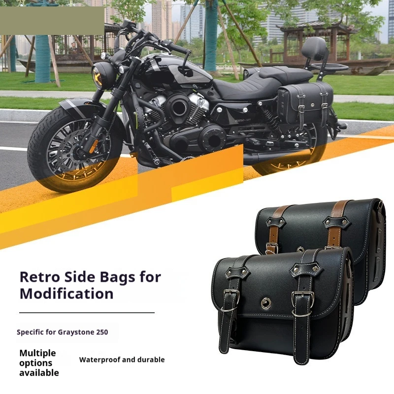 Quick Release Retro Motorcycle Saddlebag Canvas Leather Side Luggage Waterproof Large Capacity Fit for Benda Rock 250